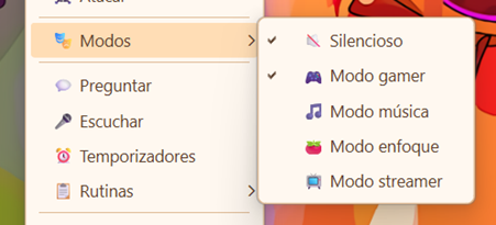Features settings tab showing operation mode options