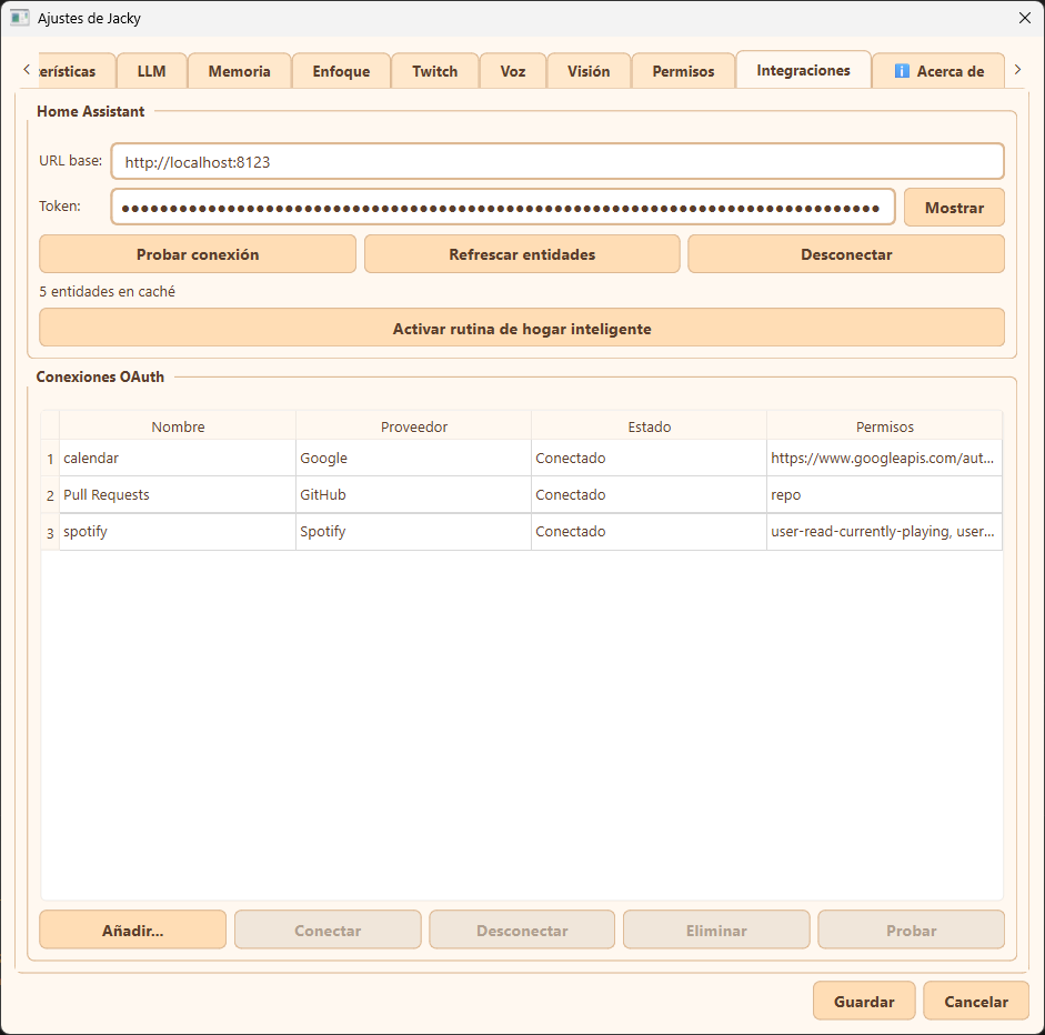 Integrations Settings Interface