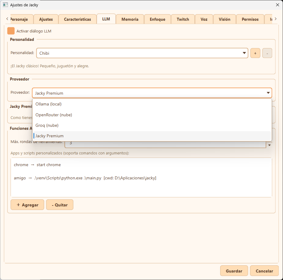 LLM settings tab overview