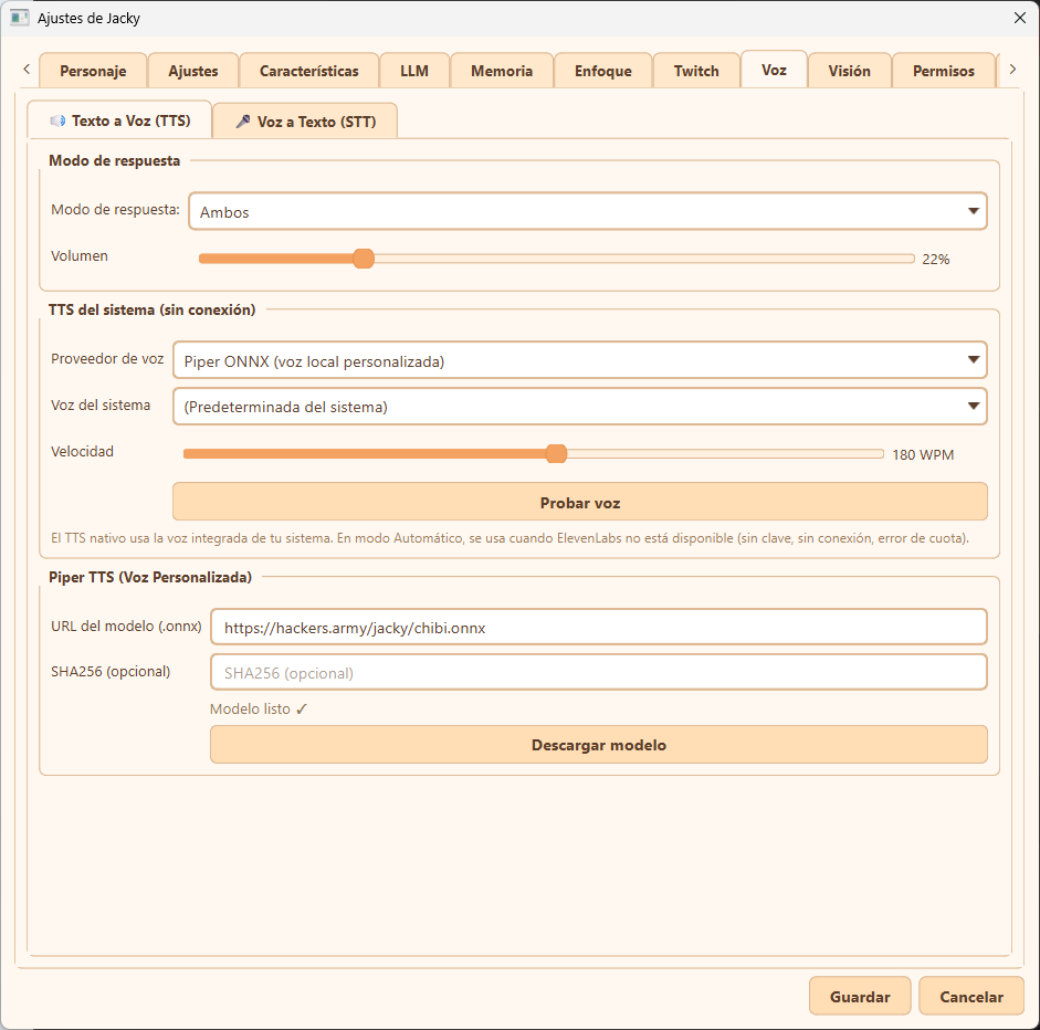 Text-to-Speech (TTS) settings sub-tab